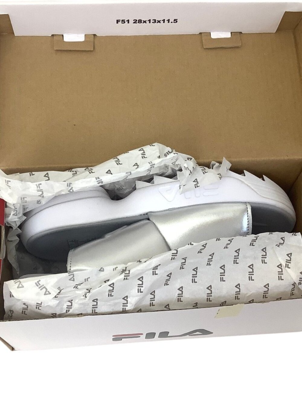 Fila Slides Platform Metallic Silver Deadstock Size-7.5 - Picture 7 of 9